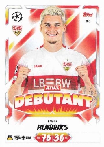 265 Ramon Hendriks (VfB Stuttgart) - Attax Debutant (MACL2627)