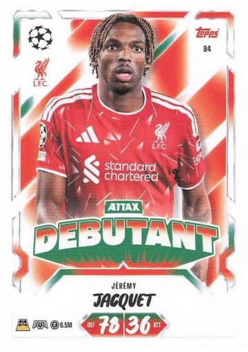 084 Jérémy Jacquet (Liverpool) - Attax Debutant (MACL2627)