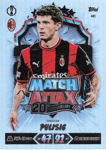 441 Christian Pulisic (AC Milan) - Match Attax 20th Anniversary - Limited Edition (MACL2627)
