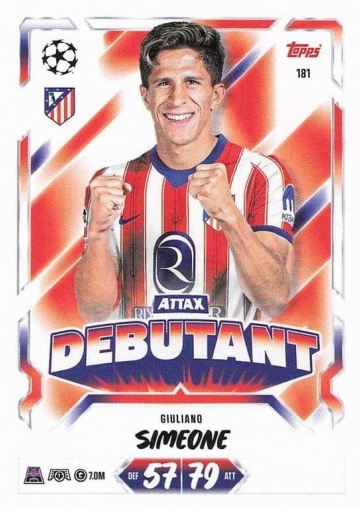 181 Giuliano Simeone (Atlético de Madrid) - Attax Debutant (MACL2627)